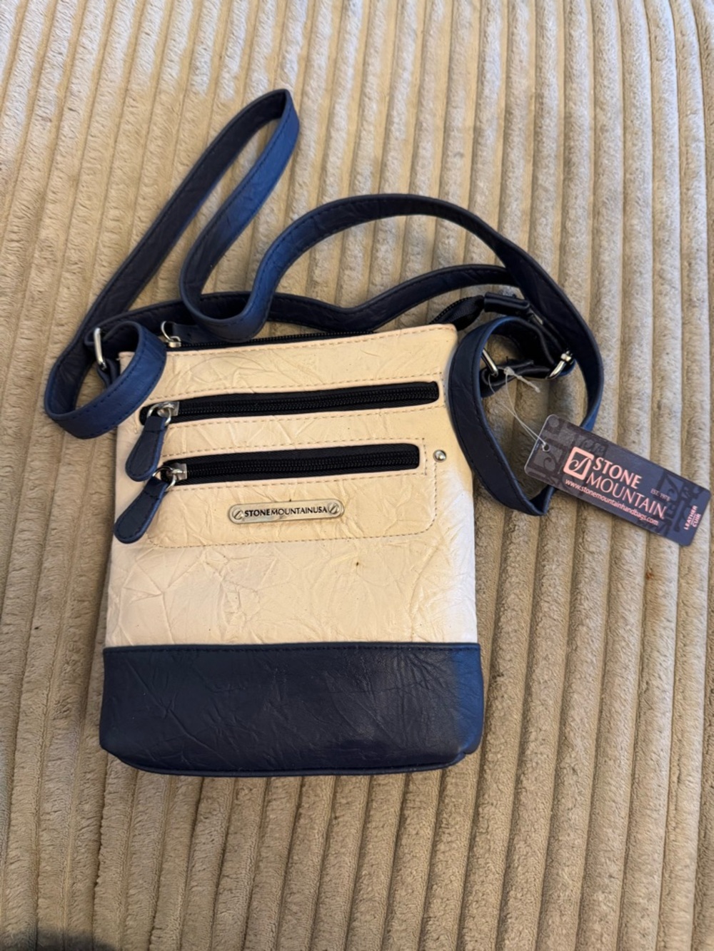 Stone Mountain Cream and Navy Crossbody